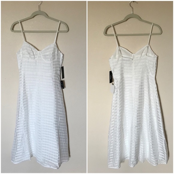NWT Lulus Holding On White Plaid Mesh Midi Dress - Picture 3 of 11